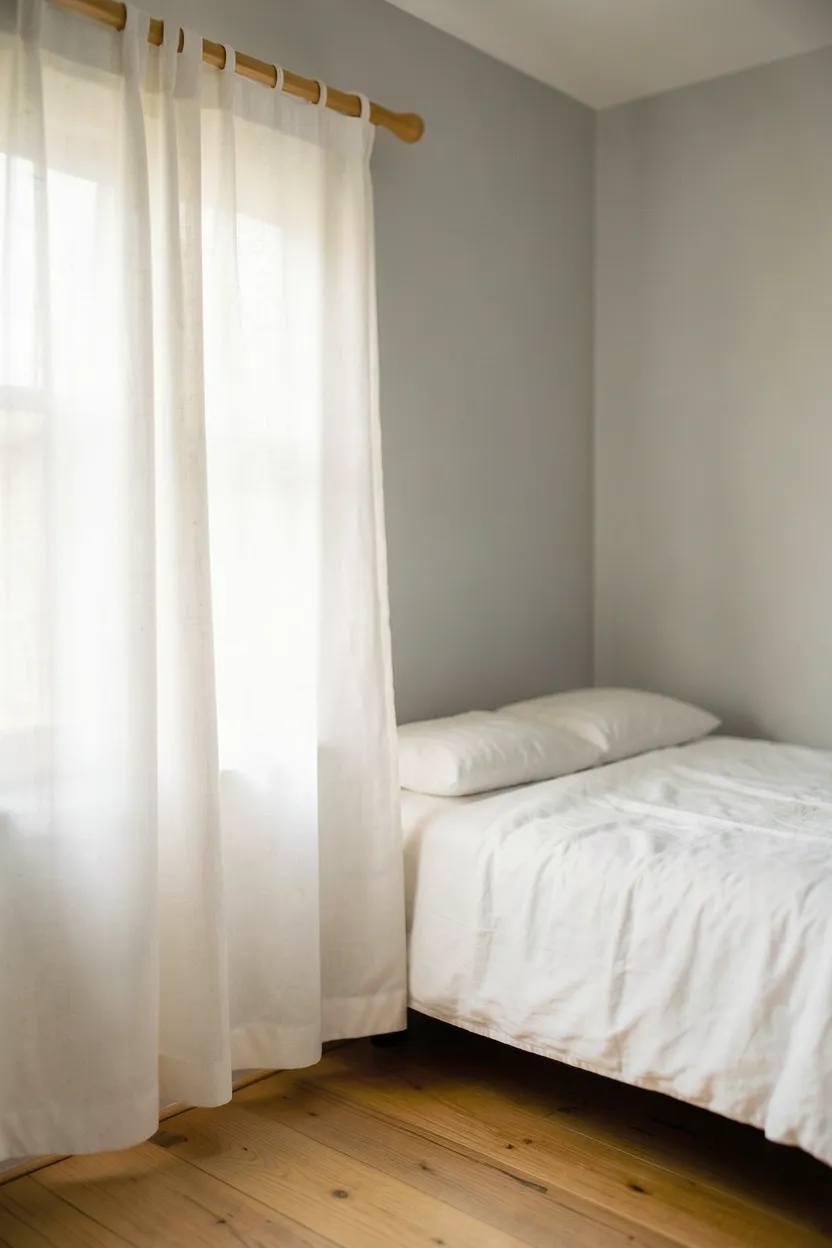 Rustic Bedroom Nook with Privacy Curtain