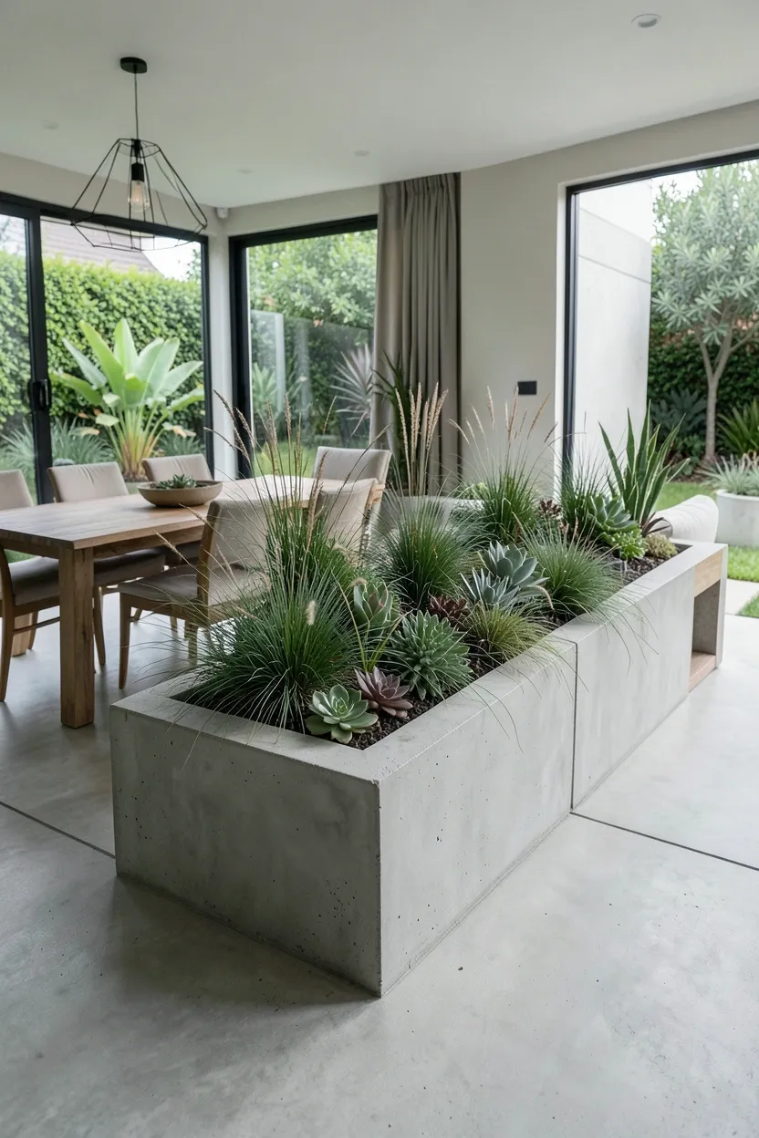 Integrated Planter Beds as Room Dividers