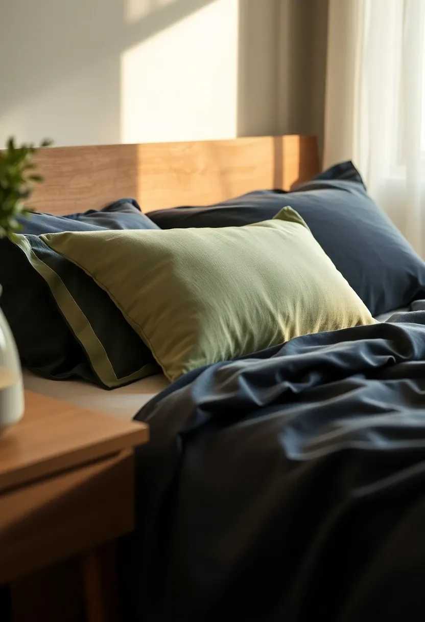 Navy with soft sage accents