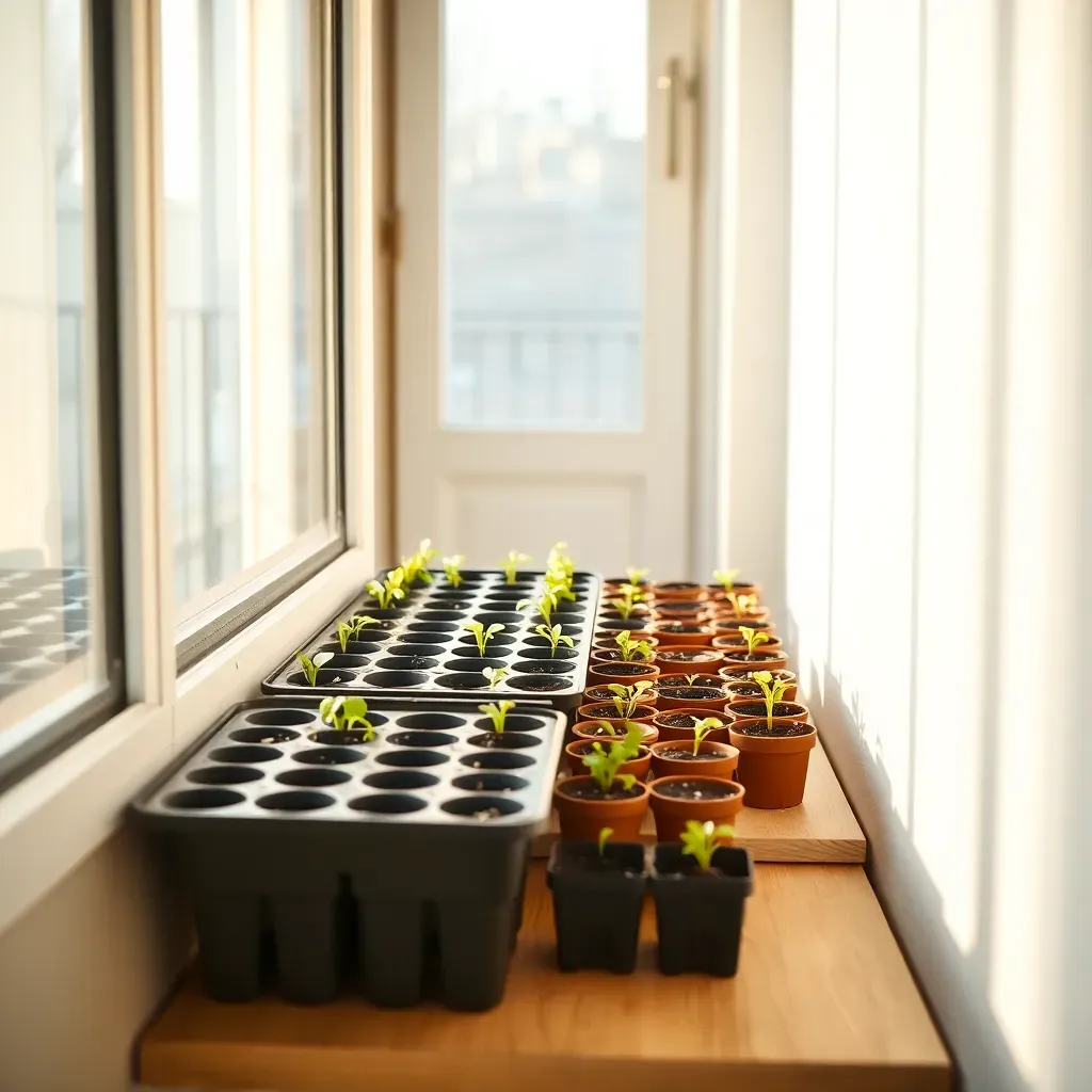 Window-ledge seedling station with mini pots