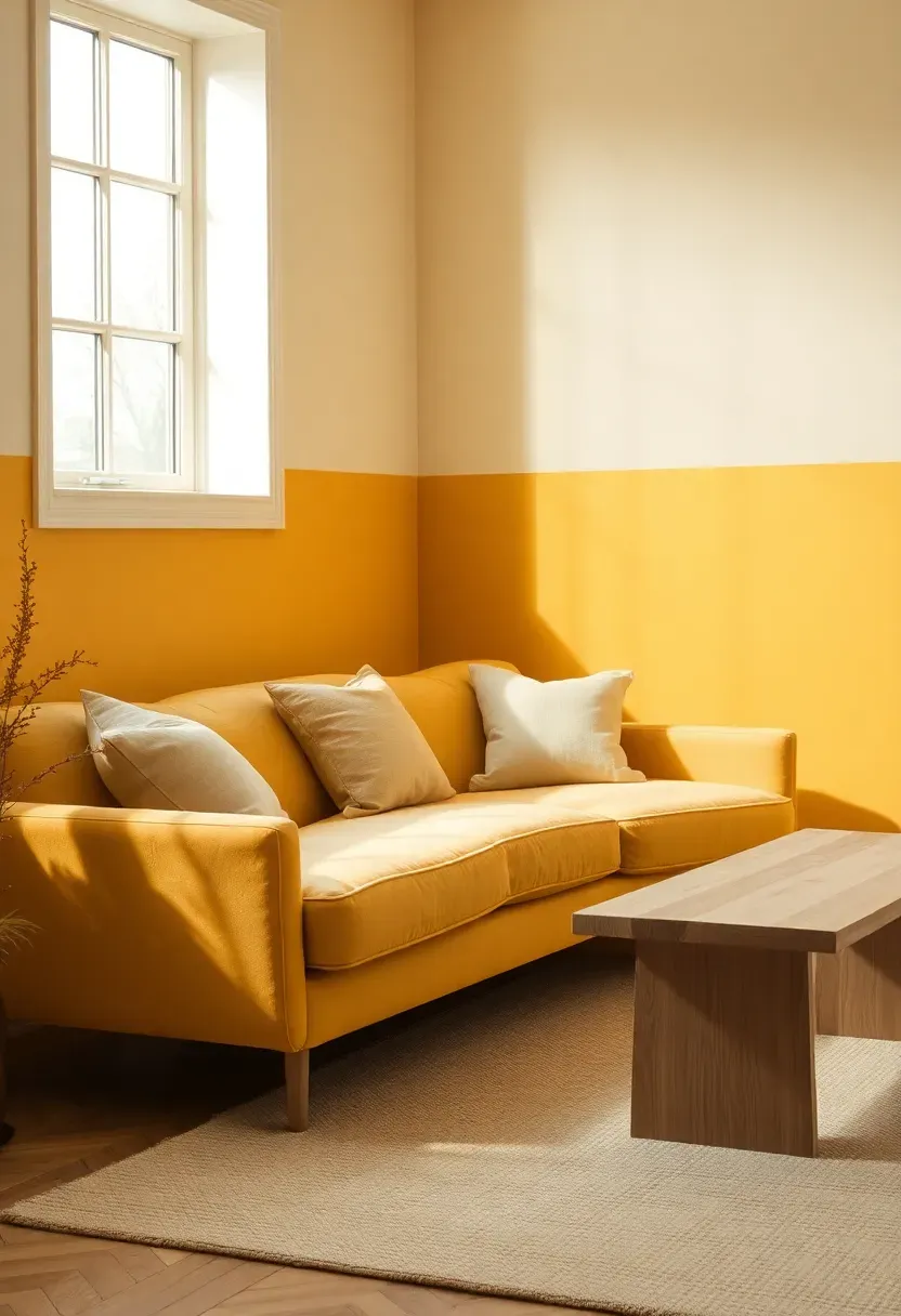 Two-tone paint band with bench seating