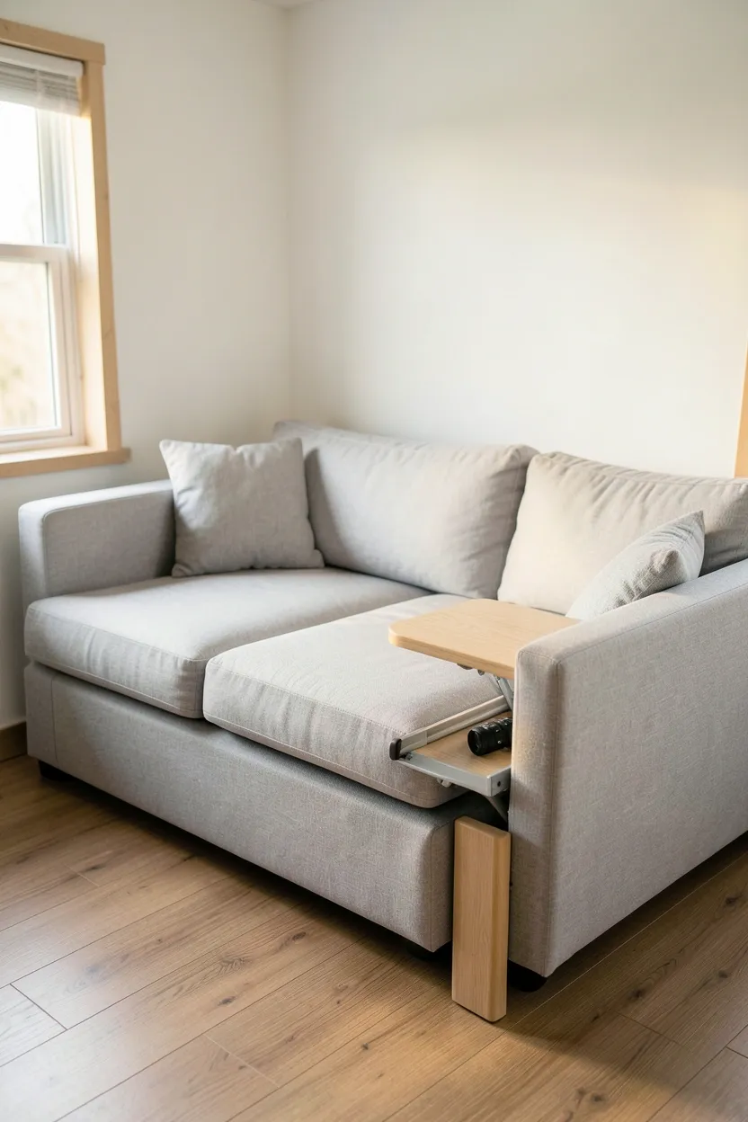 Convertible sofa bed with side tables