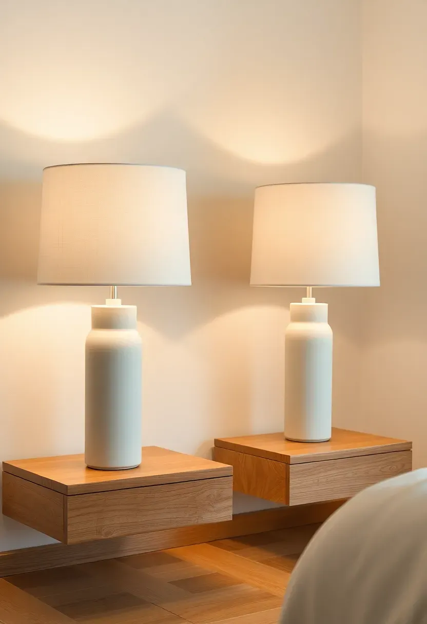 Minimalist ceramic table lamps with linen shades