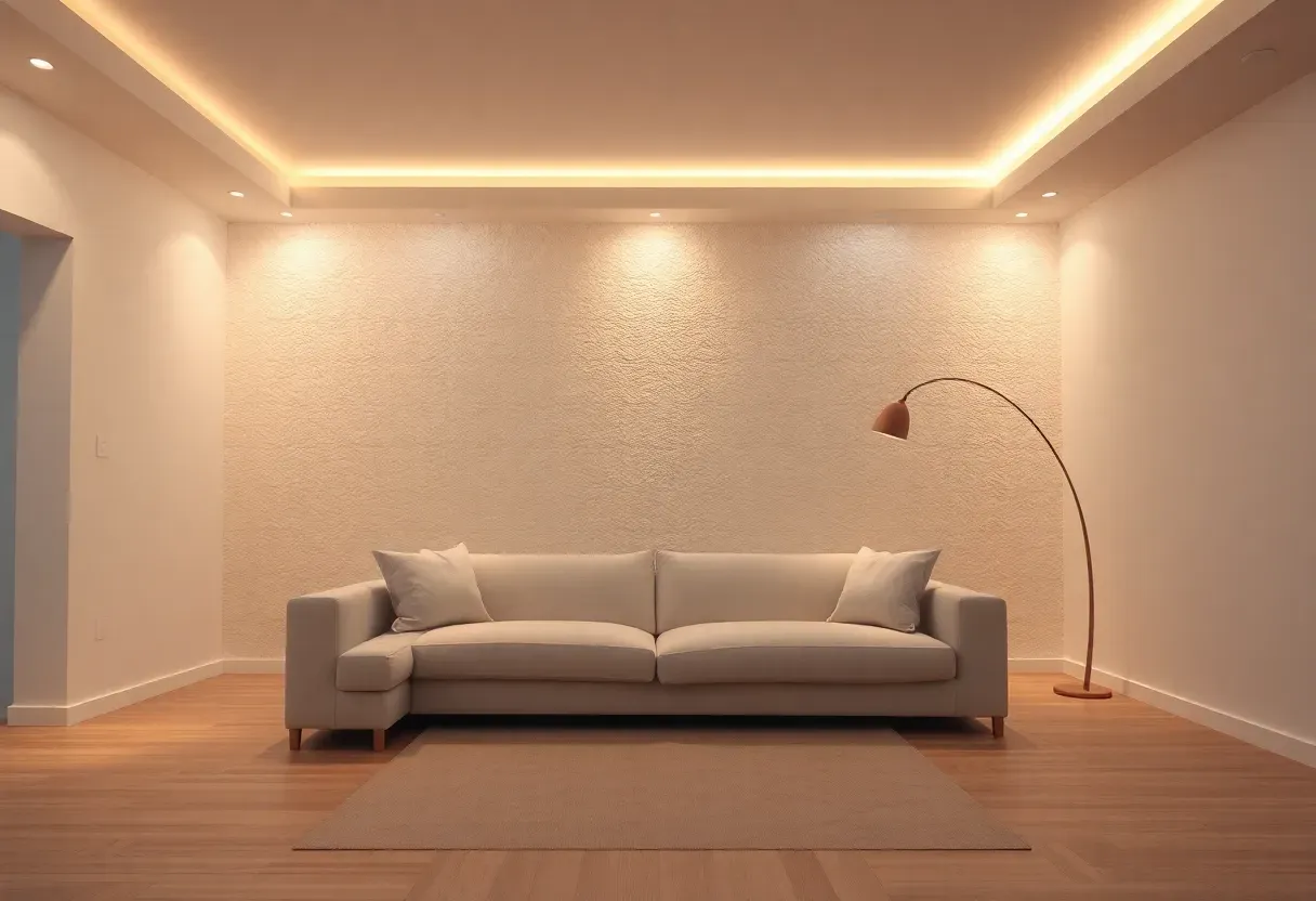 Minimalist Living Room with Layered Lighting Design