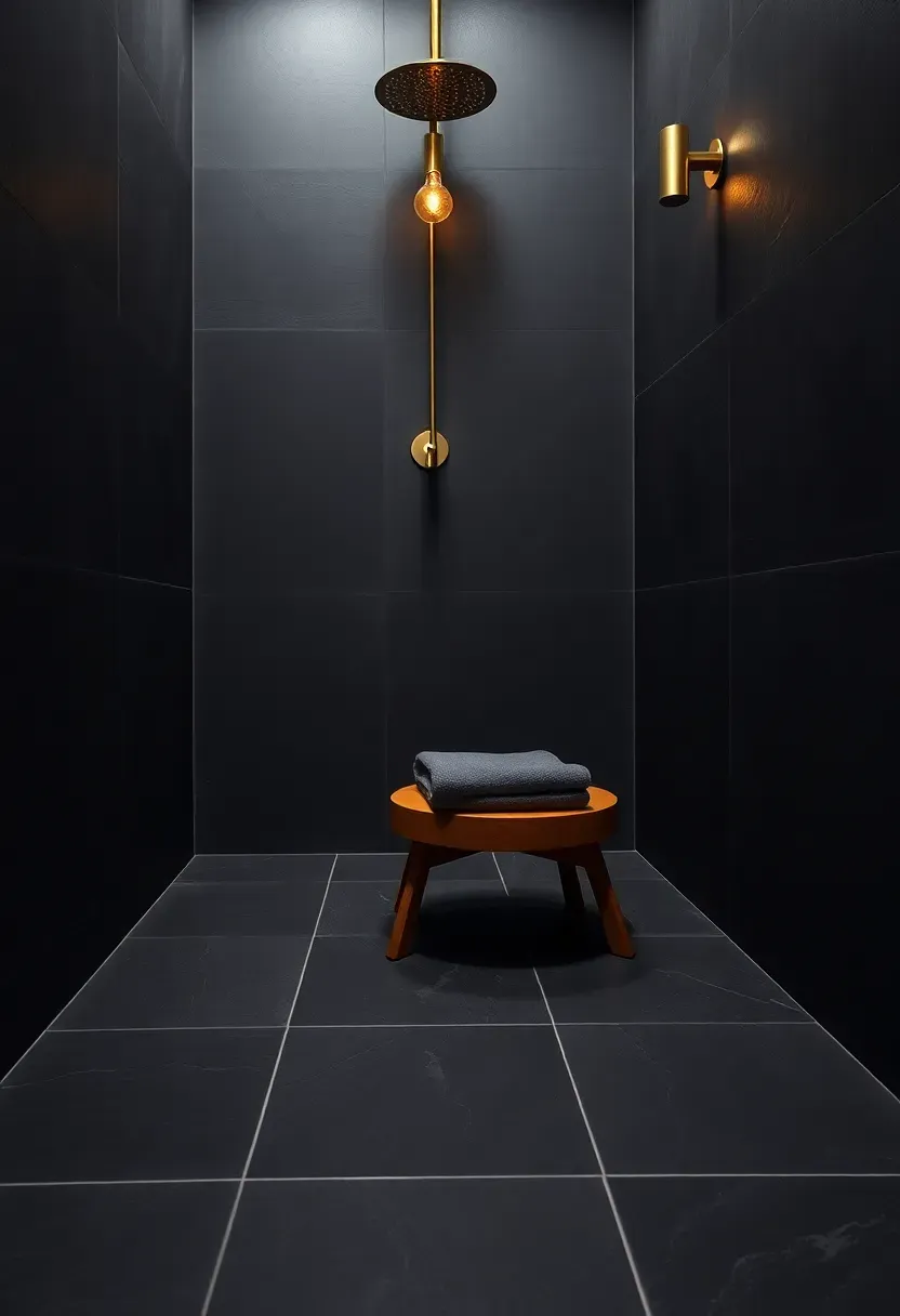 Basket weave pattern marble floor tile in white and gray Carrara marble in a bathroom with glass shower enclosure