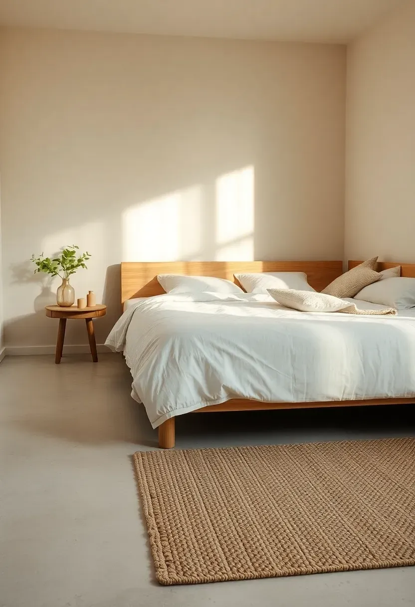 Microcement floor with wool rug