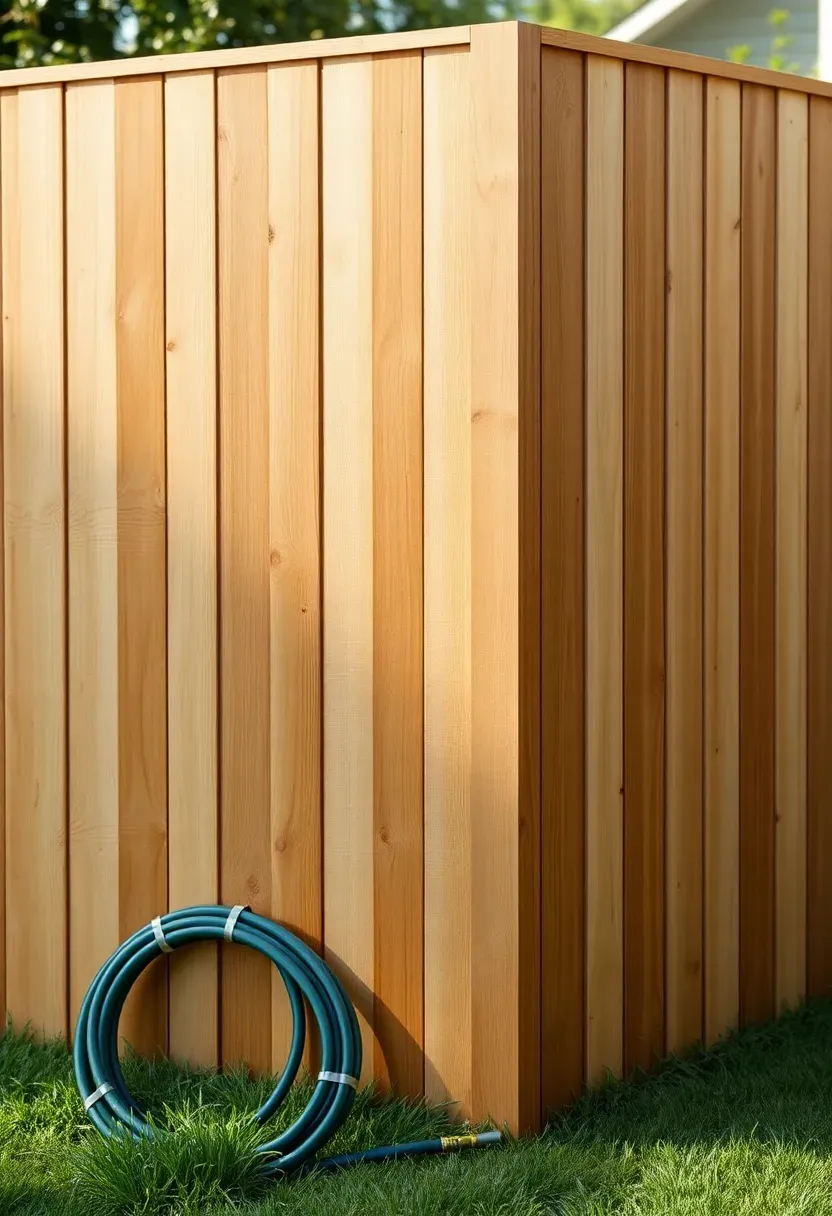 Board-on-board privacy fence in natural wood with overlapping pickets creating a solid barrier between two yards