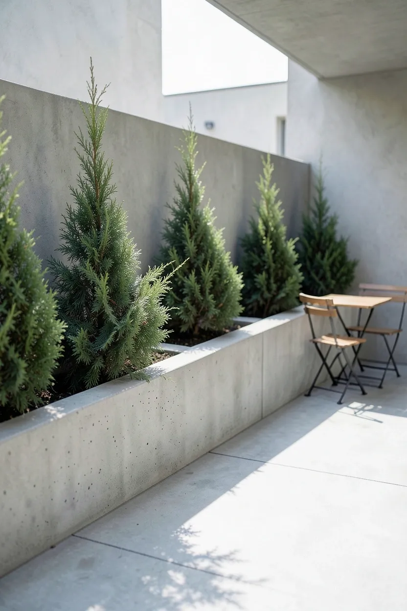 Concrete Patio with Built-in Planters