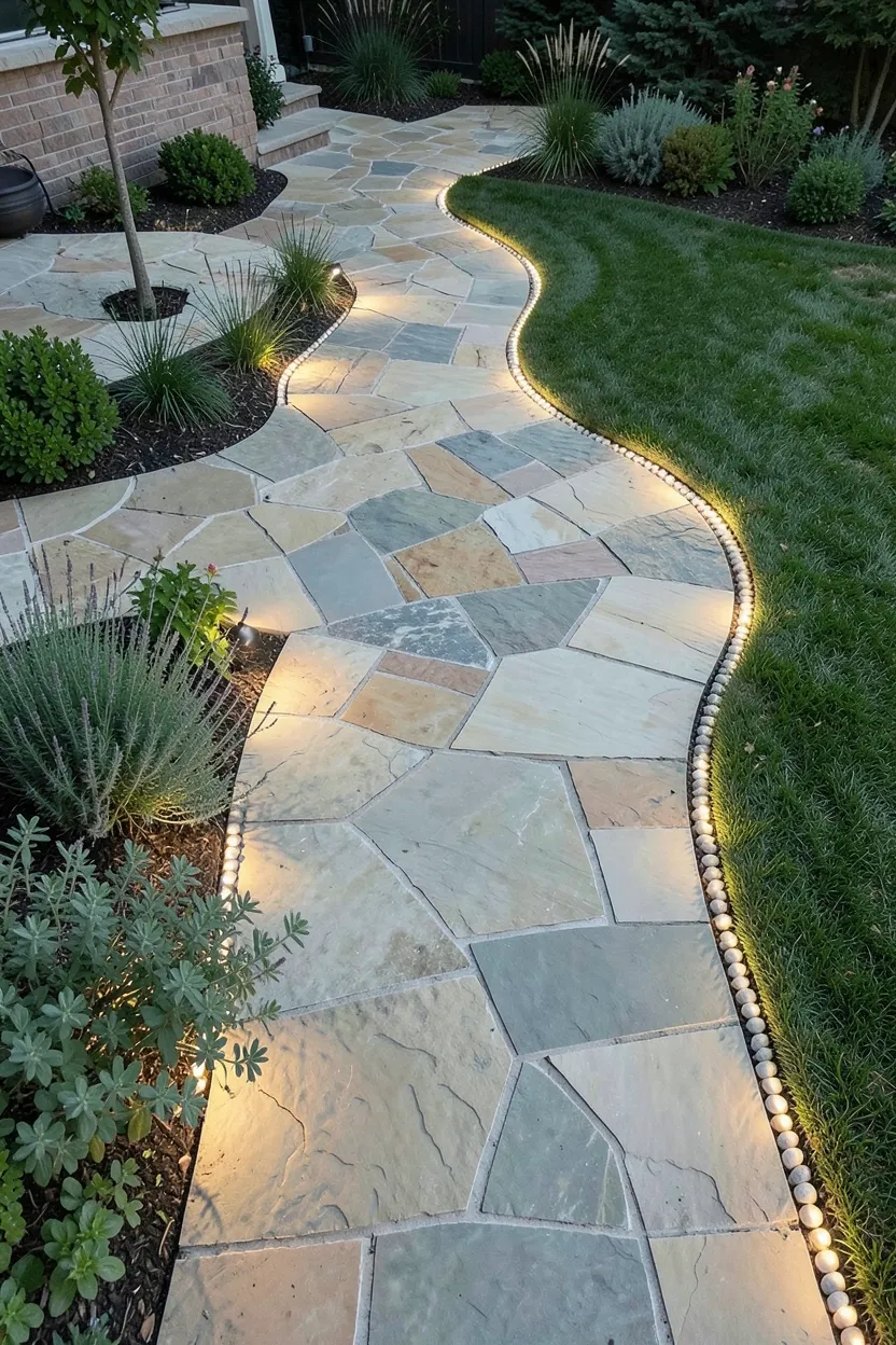 Stone Patio Pathway Connection