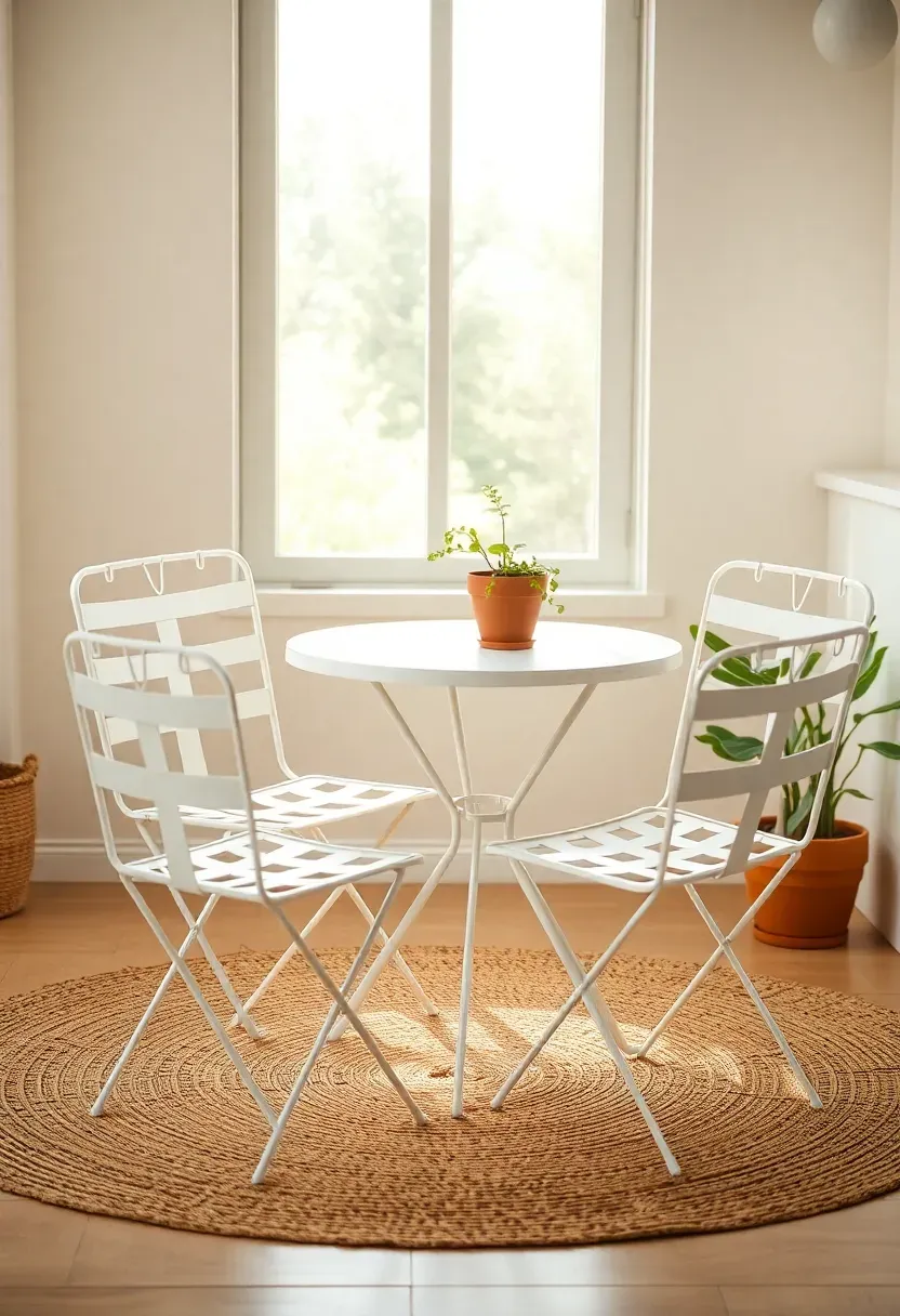 before and after outdoor furniture repainted white placed in sunroom setting