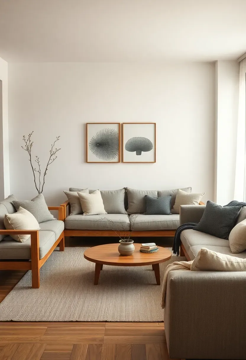 Hyper-realistic 3/4 view of a space embodying wa harmonious balance: living room with balanced furniture arrangement, harmonious neutral color palette, mix of textures (wood, linen, ceramic, wool) creating interest without discord, natural elements (small potted plant, branch arrangement) connecting to nature. Materials: coordinated wood tones, cream and charcoal textiles, matte ceramics, warm light. Soft ambient lighting from multiple sources creating even illumination without harsh shadows. Nothing dominates; everything belongs. Shallow depth of field showing overall harmony. No text, no logos, no watermarks.</p>