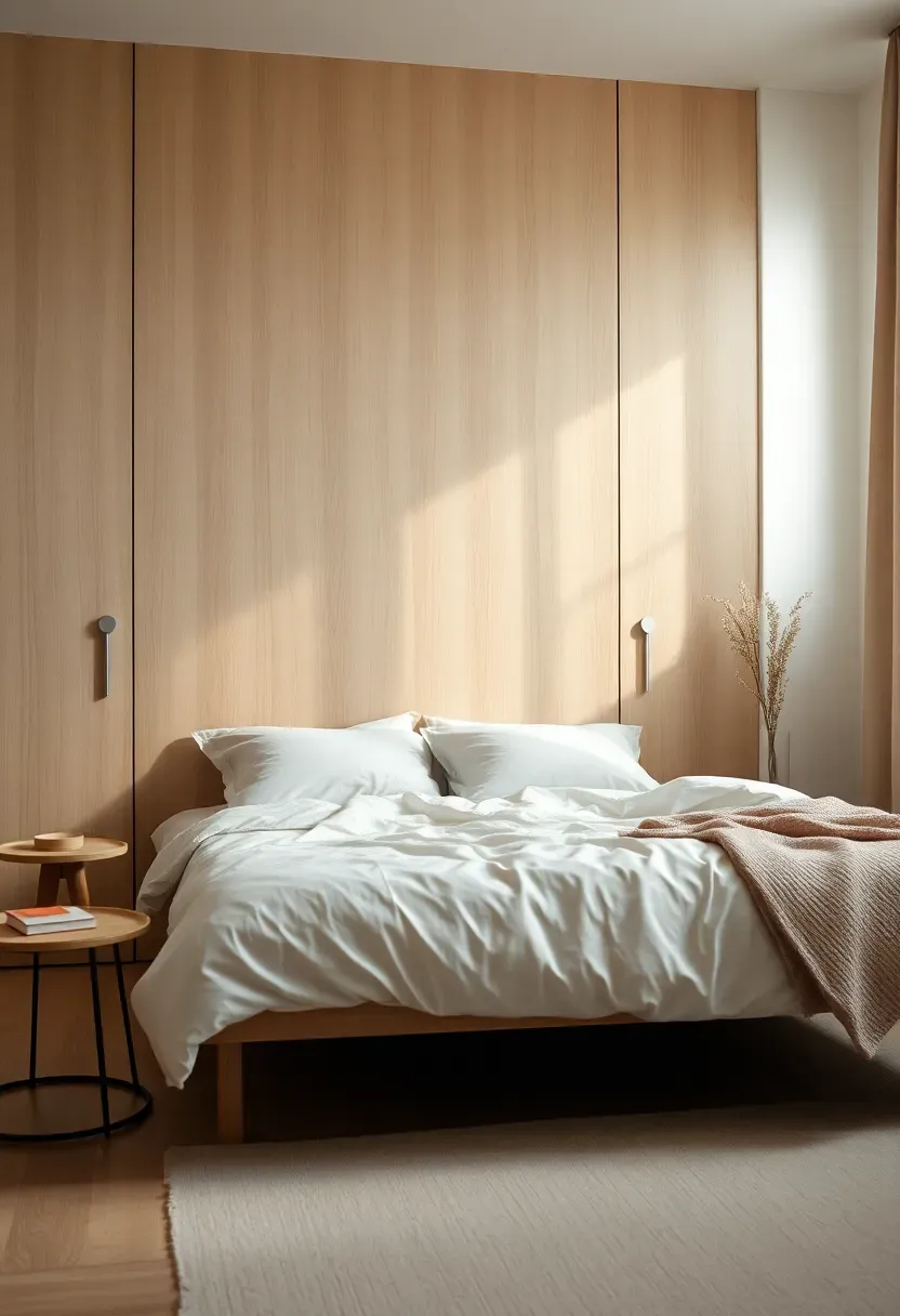 Birch plywood storage wall with flush pulls