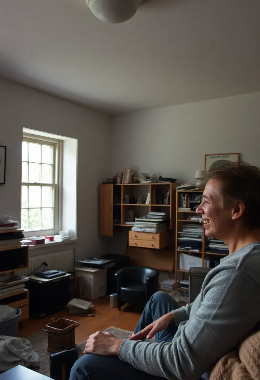 Hyper-realistic view of gradual simplification journey. Room showing transformation in progress: one area completely minimalist (empty, organized), another area partially decluttered (still in progress), starting point visible in corner. Person actively working through possessions, making gradual progress. Motivation and satisfaction visible on their face. Journey process mood showing that extreme minimalism is path not destination, gradual progress toward greater simplicity, starting where you are rather than waiting for perfect conditions.</p>