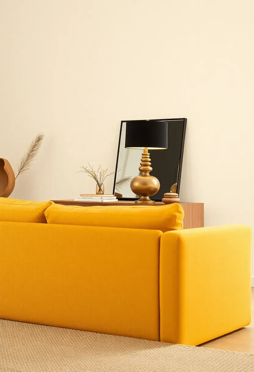 Slim console behind sofa for compact rooms