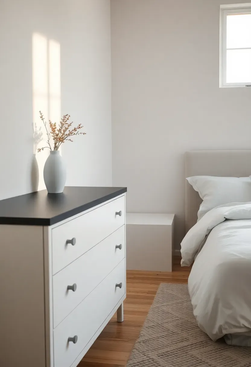 White dresser with a black stone top