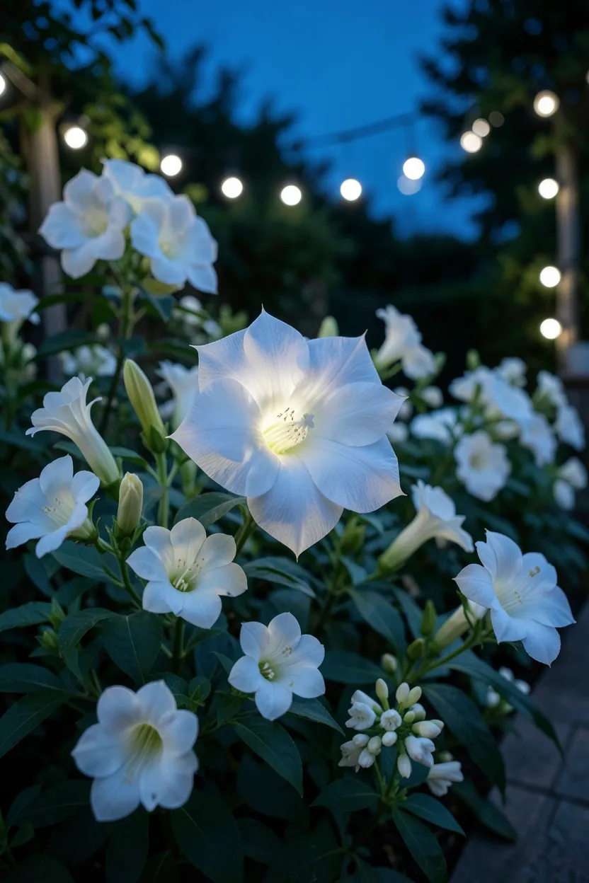Moonlight Garden with Night-Blooming Plants