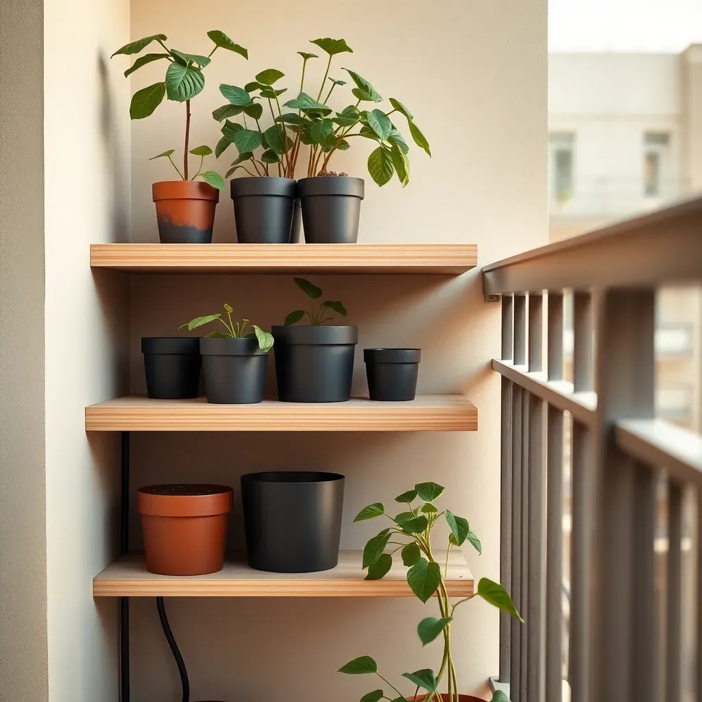 Narrow potting shelf with a discreet drip line