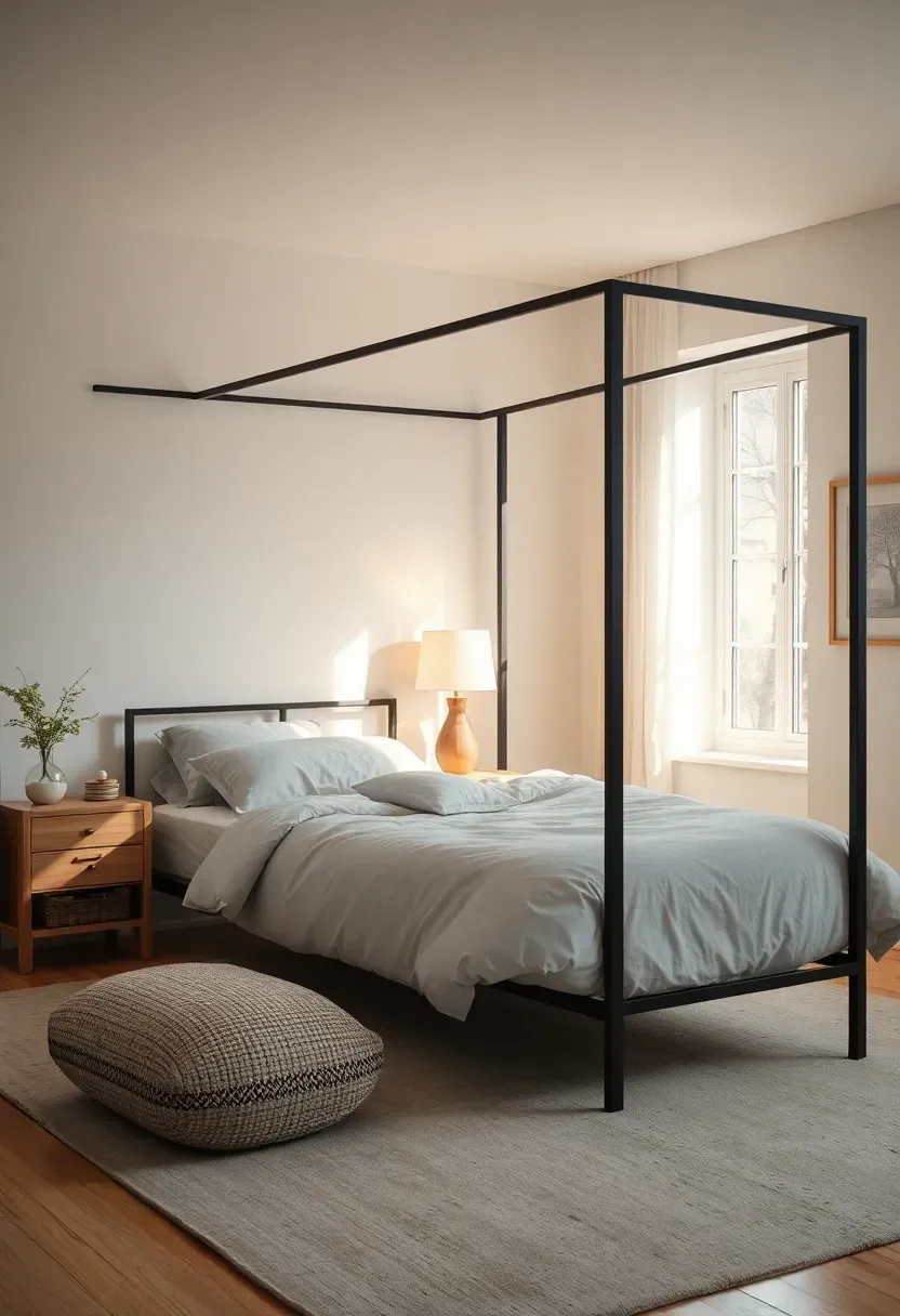 Charcoal Canopy Frame in a Light Room
