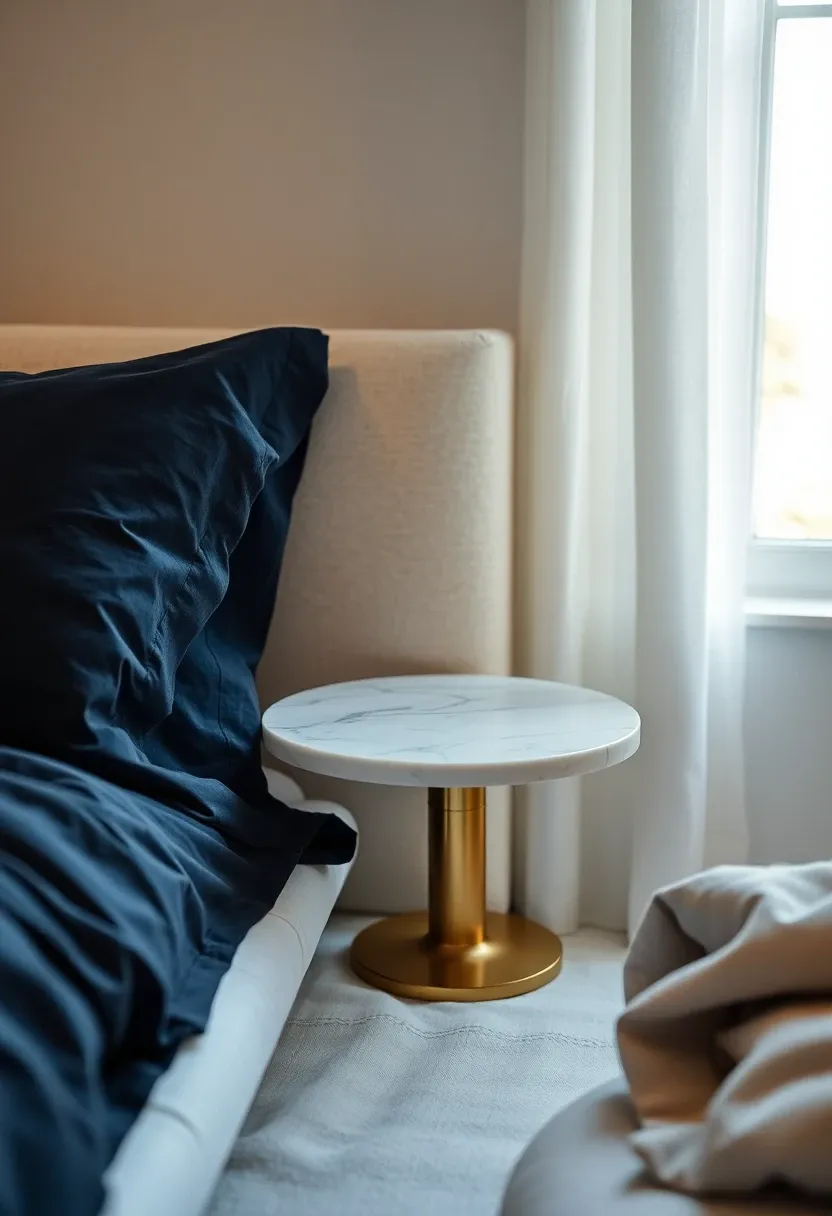 Marble and navy accent table