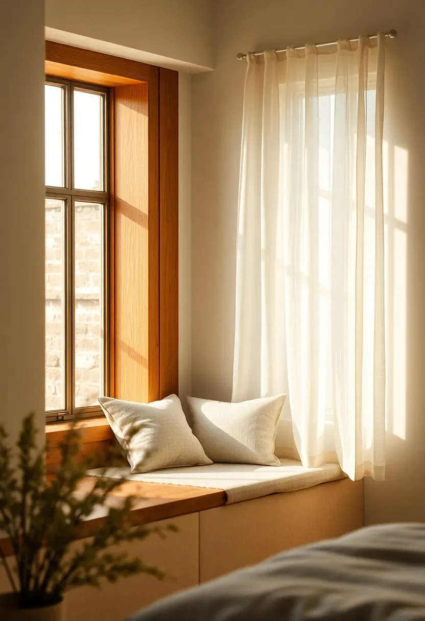 Window seat in warm oak slats