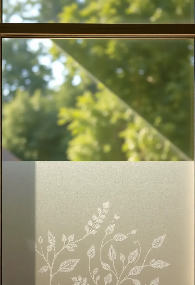 Frosted decorative window film on sunroom glass panels creating privacy while diffusing light beautifully