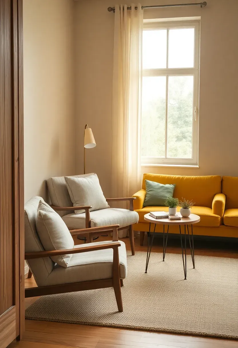 Minimal reading nook with floor lamp