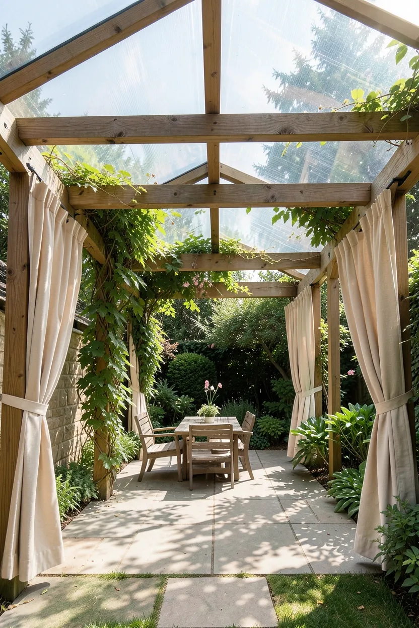 Enclosed Patio with Pergola and Clear Roof Panels