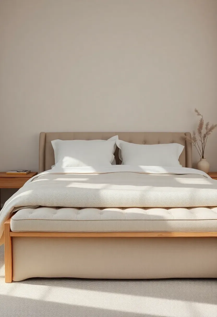 Upholstered bench at the foot of the bed