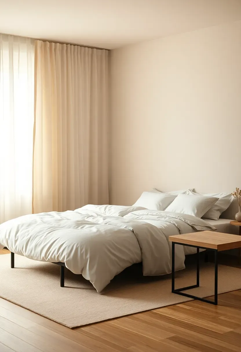 Cotton gauze wall drapery to soften the bed zone