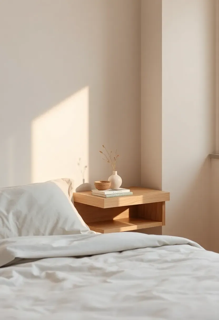 Floating nightstand in pale oak