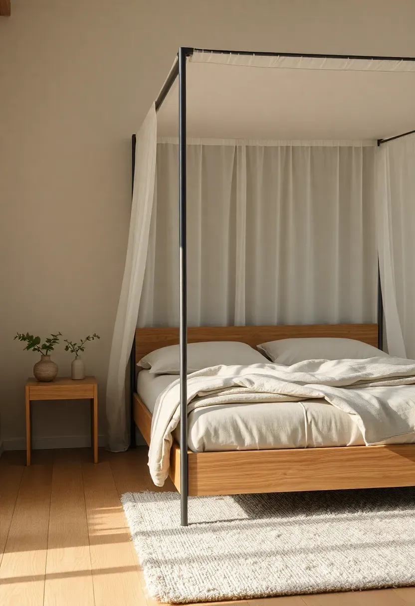 Airy linen canopy frame