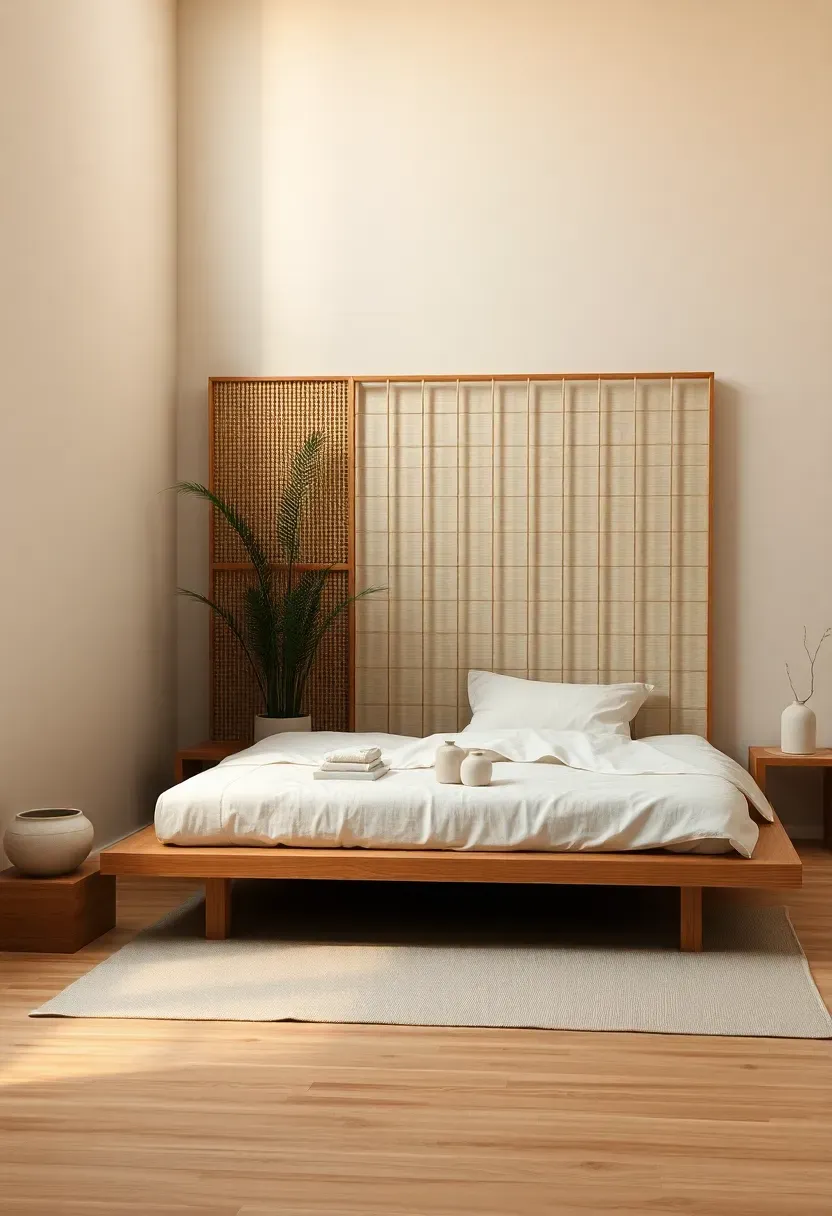 Bed-as-divider layout with a green screen behind it