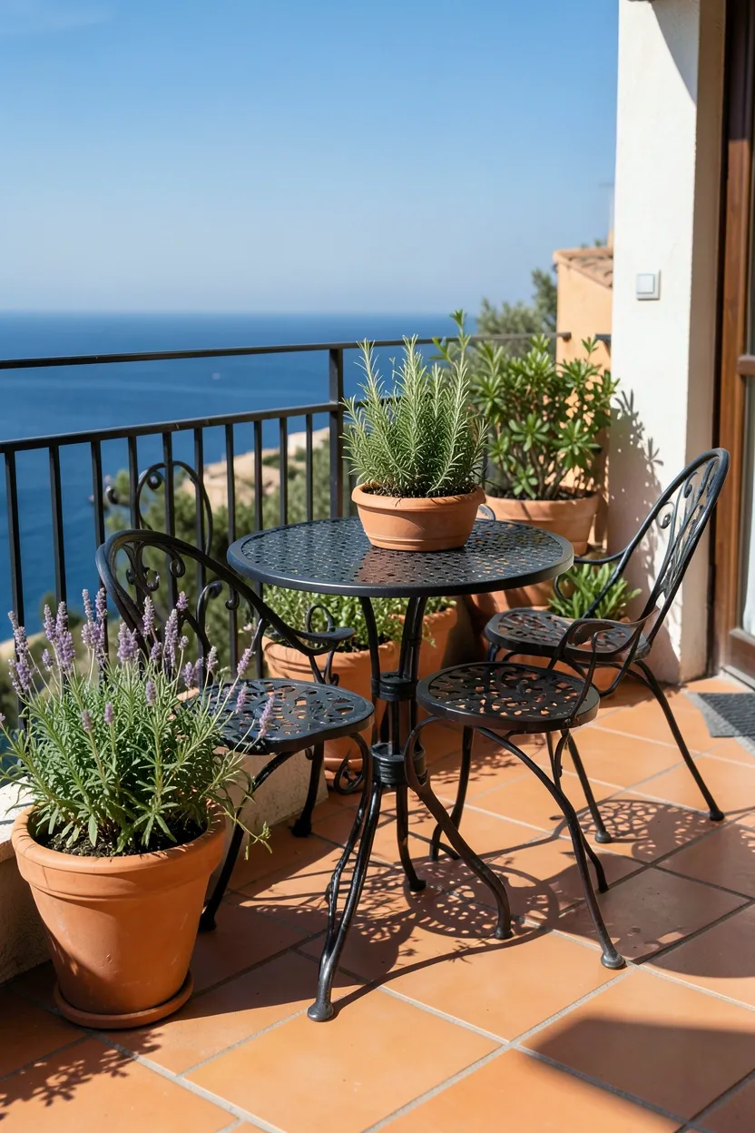 Mediterranean-Inspired Balcony with Terracotta