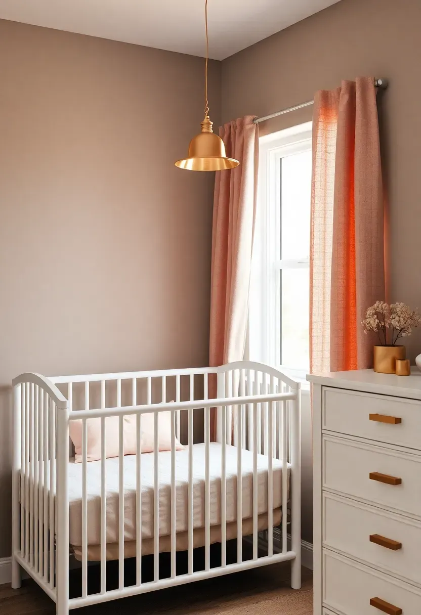 soft gray and millennial pink nursery for baby girl with modern feminine palette