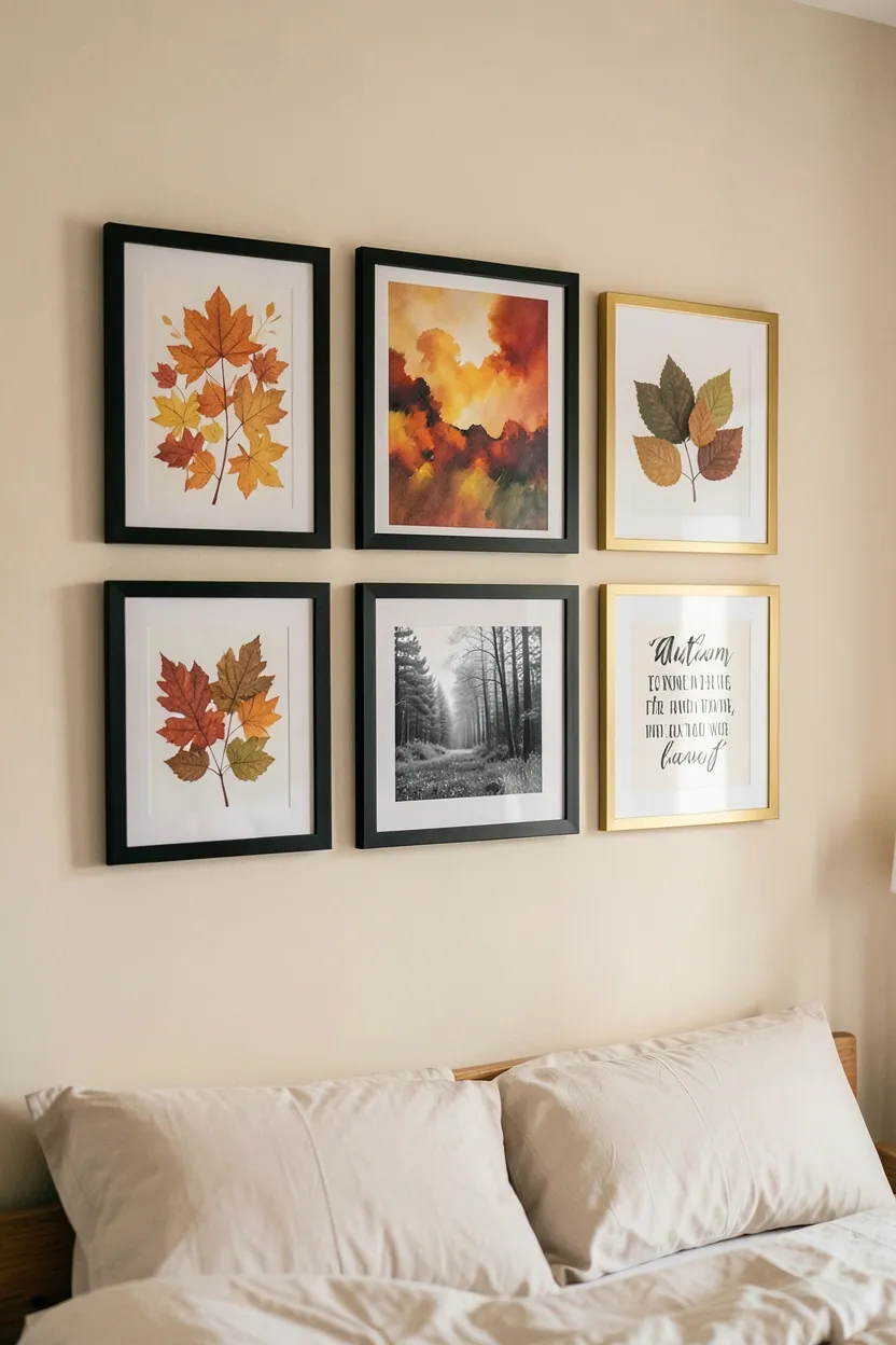Gallery Wall with Autumn-Themed Art
