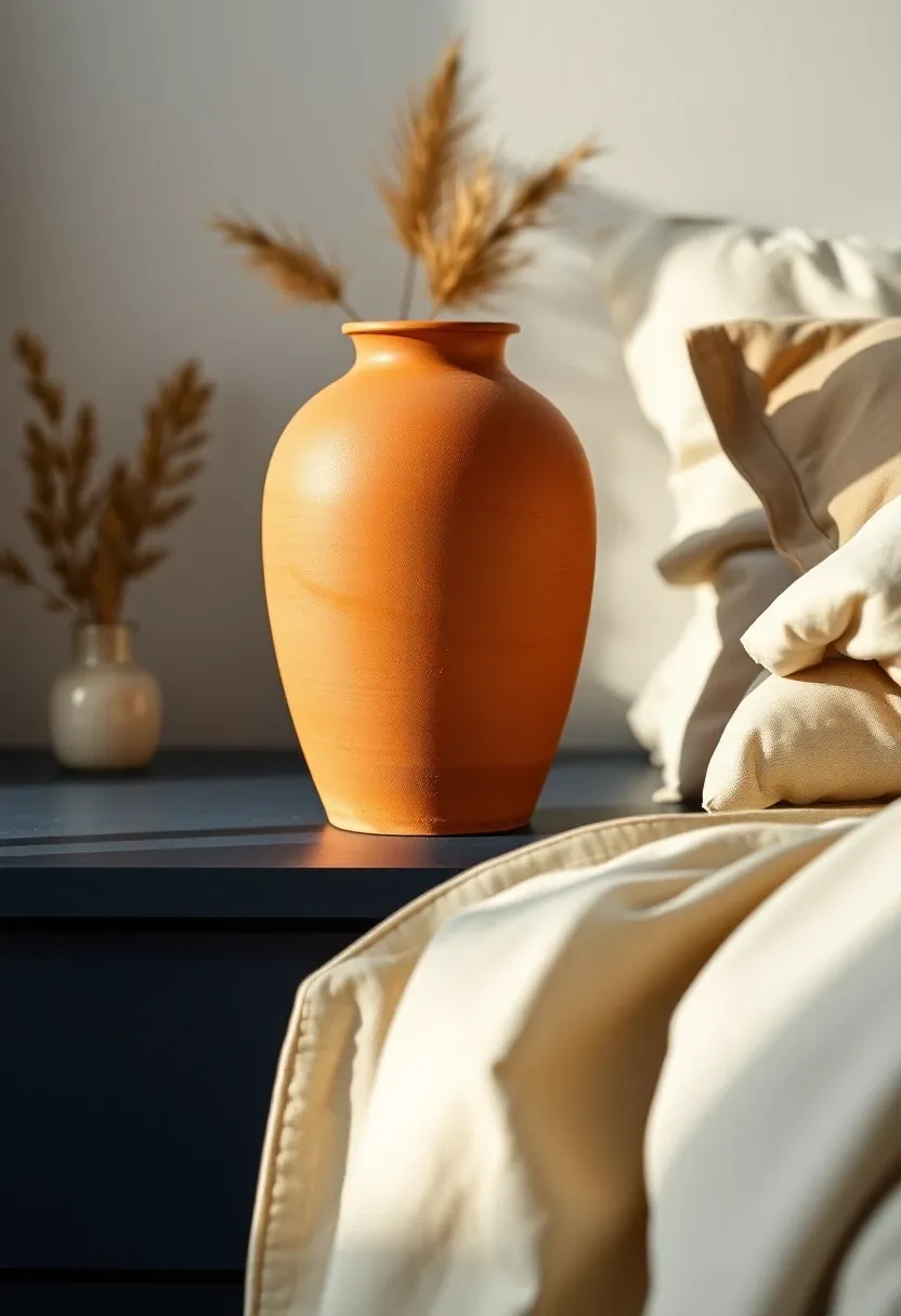 Navy with terracotta warmth