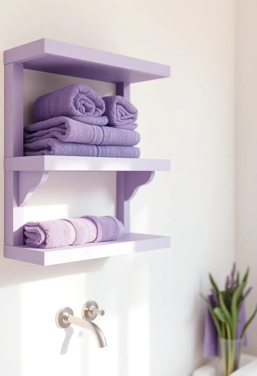 Lavender Shelves with White Wall