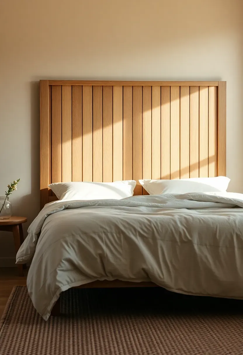 Slatted oak headboard panel