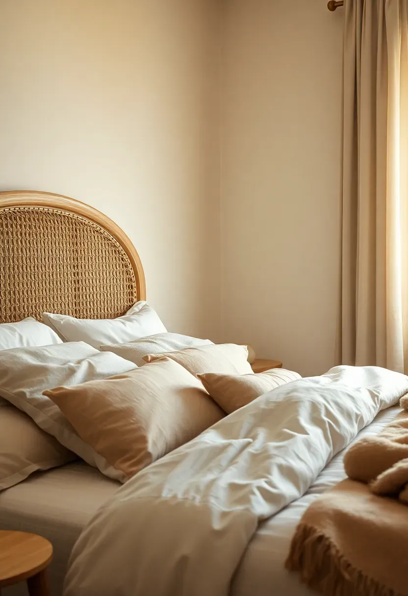 Rattan and cane accents to keep the room airy