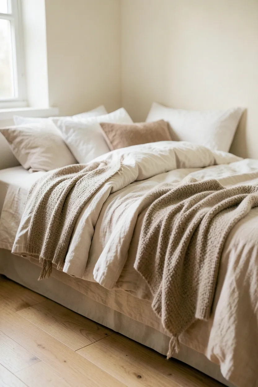 Cozy Bed Nook with Soft Textile Layering
