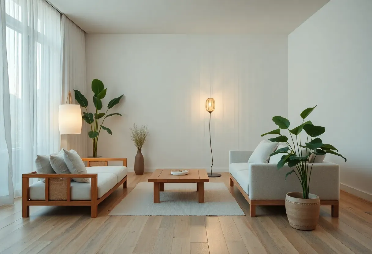 Minimalist Japandi Living Room with Zen and Hygge Elements