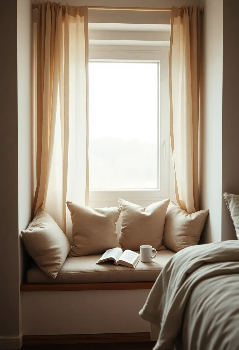 Built-in window seat with cushions