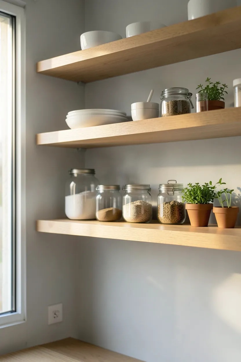 Open Shelving with Wood