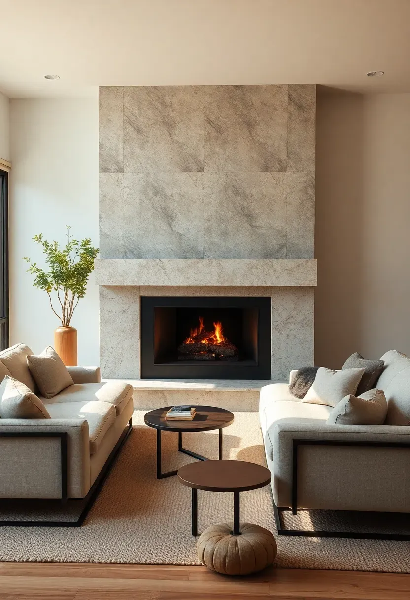Double-sided fireplace with split seating