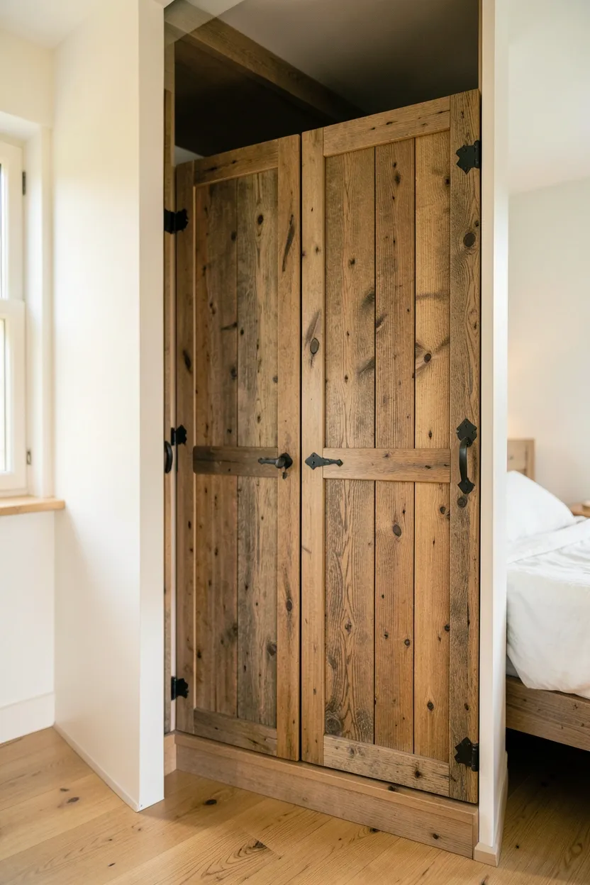 Built-in Wardrobe with Reclaimed Wood Doors