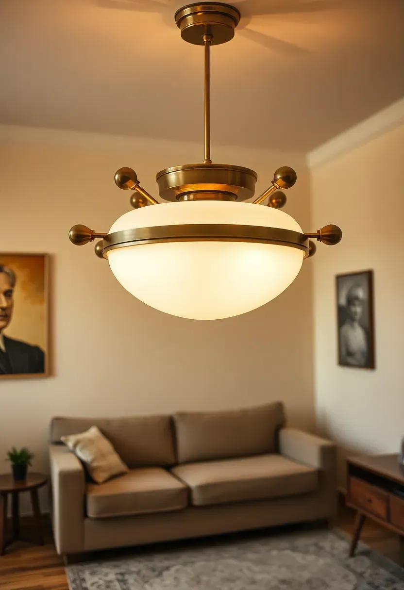 Sputnik ceiling lamp in matte brass