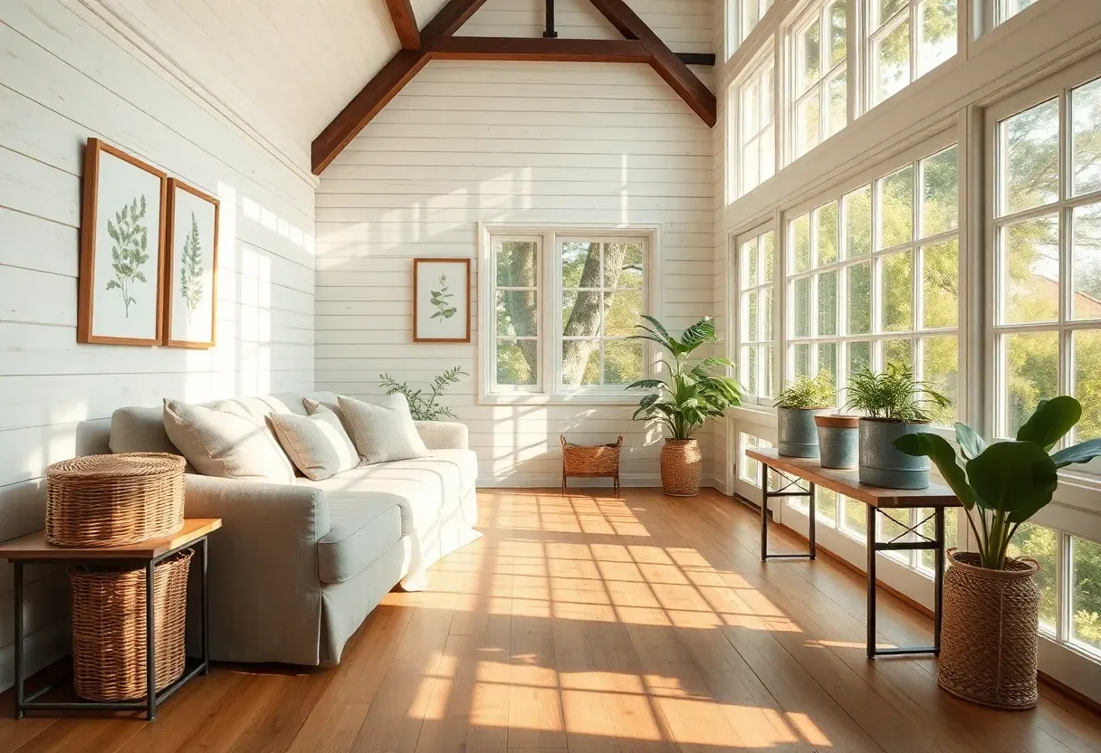 21 Farmhouse Sunroom Ideas with Natural Wood, Linen, and Vintage Touches