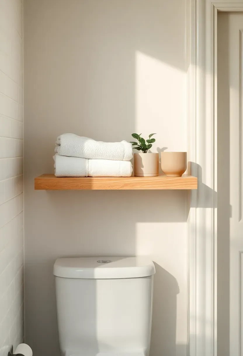 Floating wood shelf with hidden storage