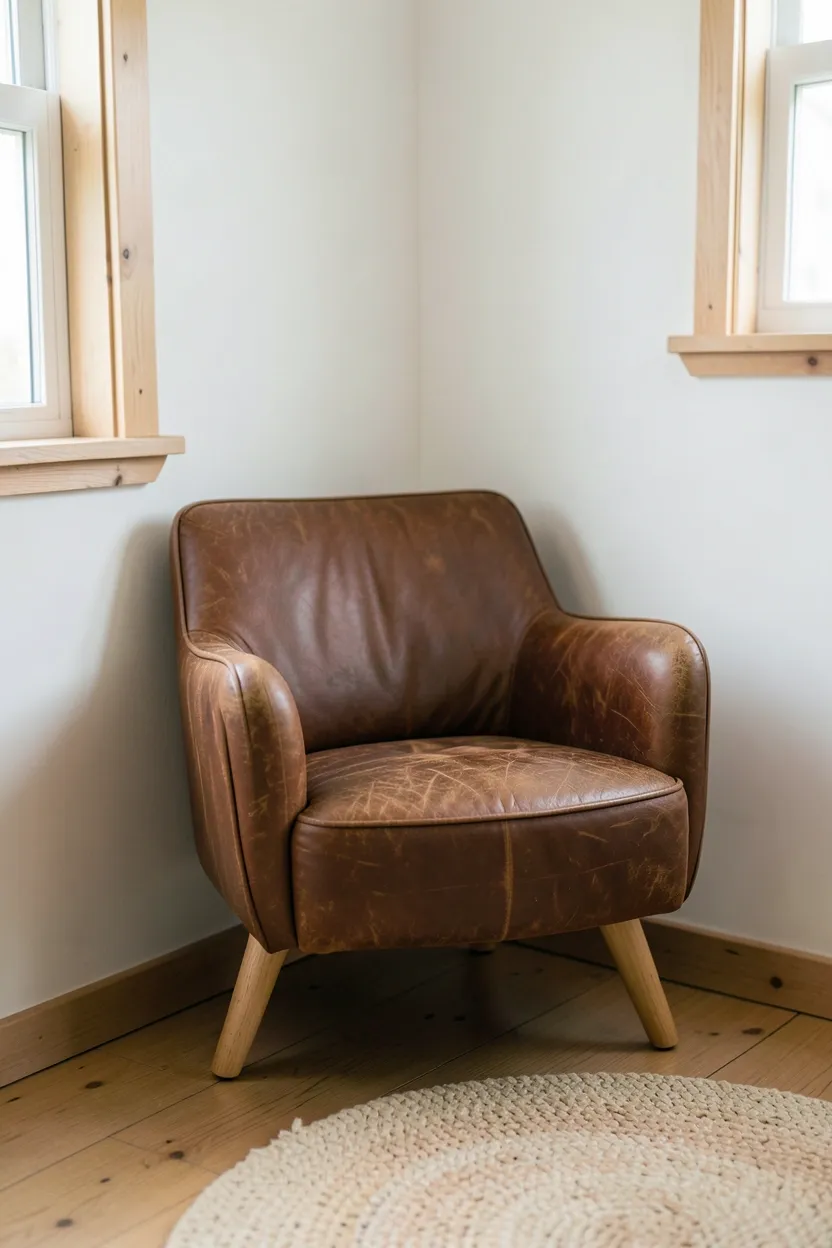 Distressed Leather Accent Chair