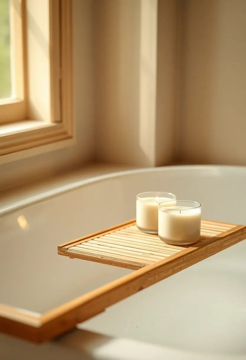 Tub-side bamboo tray